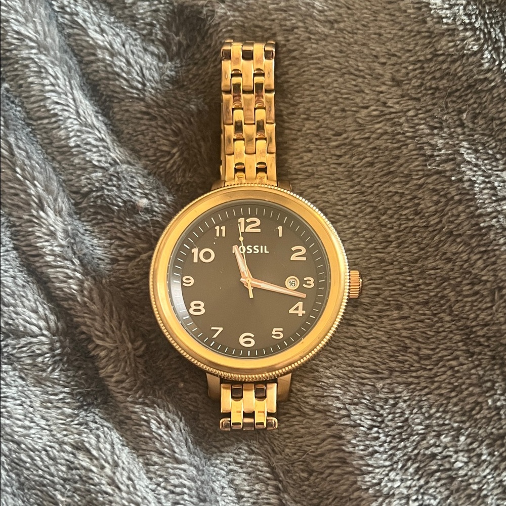 Fossil Brown Dial Gold Bracelet Watch